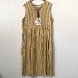 NWT Ace & Jig XL Cliff Dress in Avalon Yellow and Brown Stripe